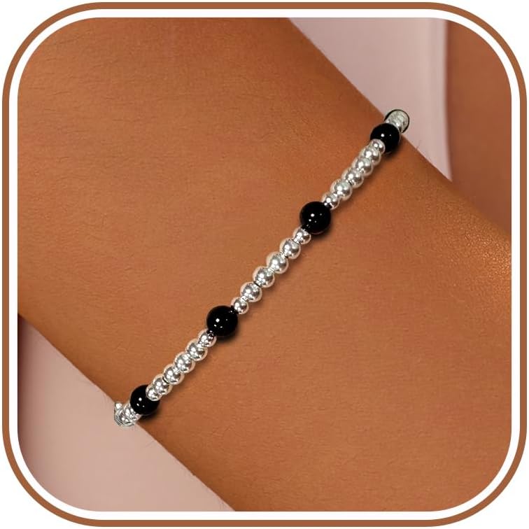 925 Sterling Silver Solid Slider Bead Bracelets for Women Cute Pearl Layered Bracelet Gold Plated Italian Mesh Friendship Link Chain Bracelet Jewelry Christmas Gifts for Mom Daughter