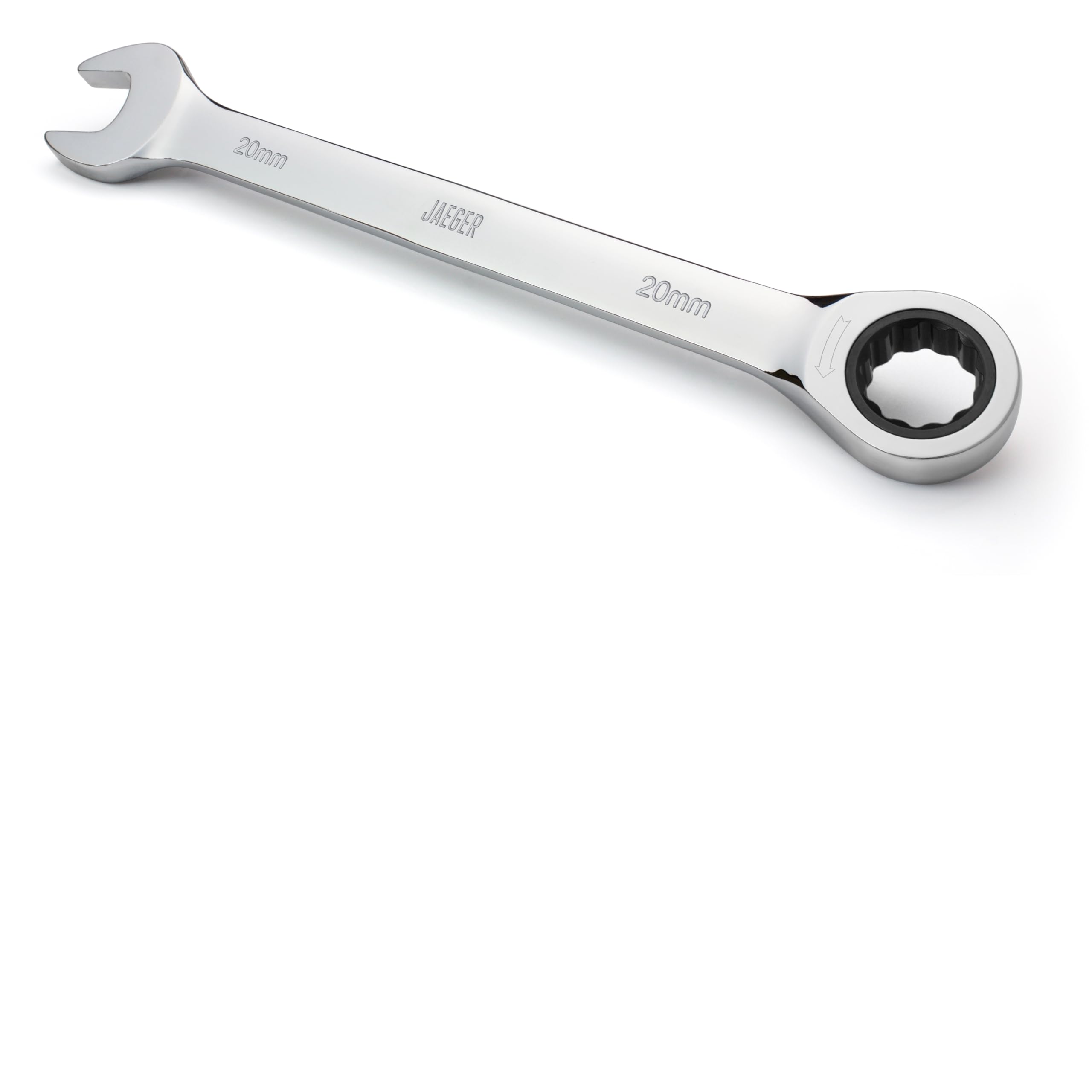 Jaeger 20 mm Ratchet Wrench with 90-Tooth Ratcheting Precision and Hardened, Polished Steel for Projects with Metric Tight Spaces