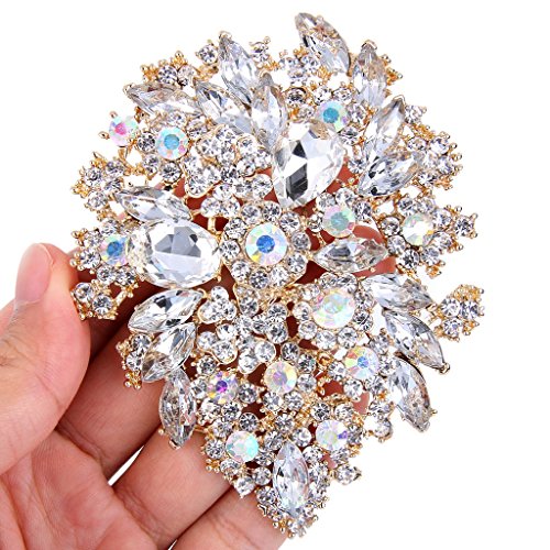 Image of EVER FAITH Women's Austrian Crystal Vintage Style Flower Leaf Cluster Brooch Pendant