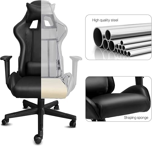 Miniatura 97 de Modern-Depo Black Virgo Zodiac - Silla de juegos con diseño ergonómico, giratorio y reclinable ajustable, capacidad de carga de 330 libras Virgo