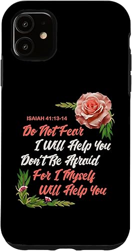 Miniatura 10 de iPhone 11 Pro Max Do not Fear Isaías Biblia versículo bíblico de flores