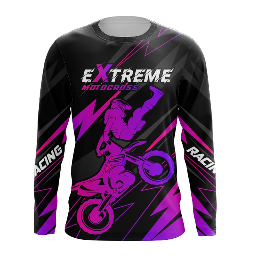 Custom Motocross Jersey UPF30+ Dirt Bike Shirt Purple Extreme MX Racing Adult&Kid Off-Road Motorcycle Jersey| XM29 (01)