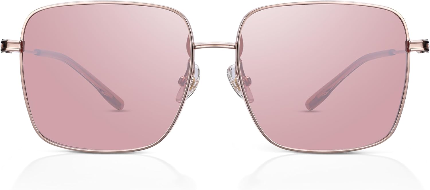MUJOSH Trendy Oversized Square Sunglasses for Women Men, Retro Big Flat Lens UV Protection Shades, Brand of EssilorLuxottica