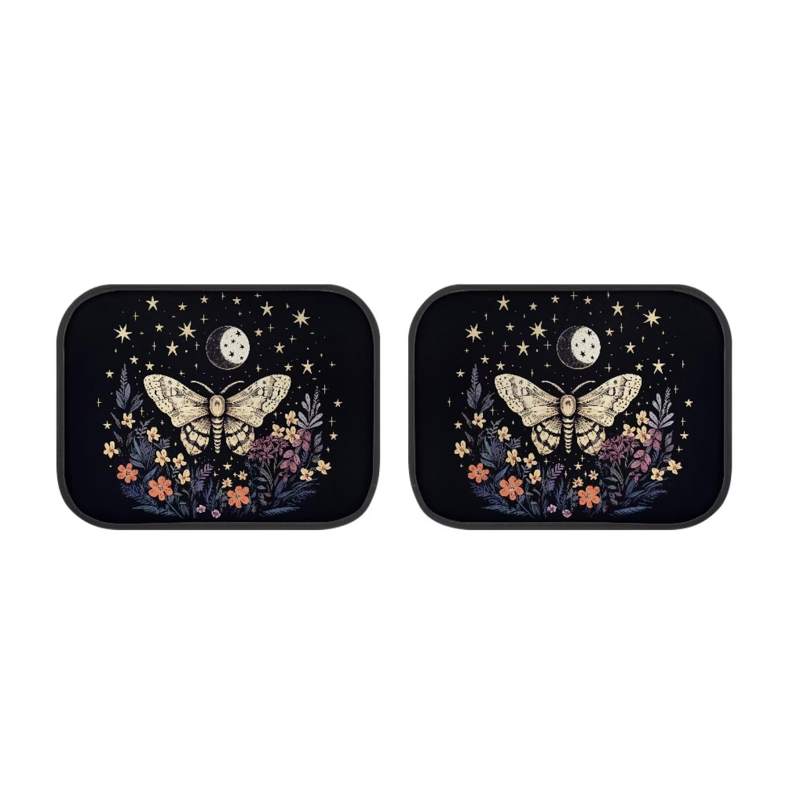 Cozeyat Moon Moth Car Floor Mats with Rubber Backing Heavy Duty Rubber Back Seat Car Mats 2Pcs Rear