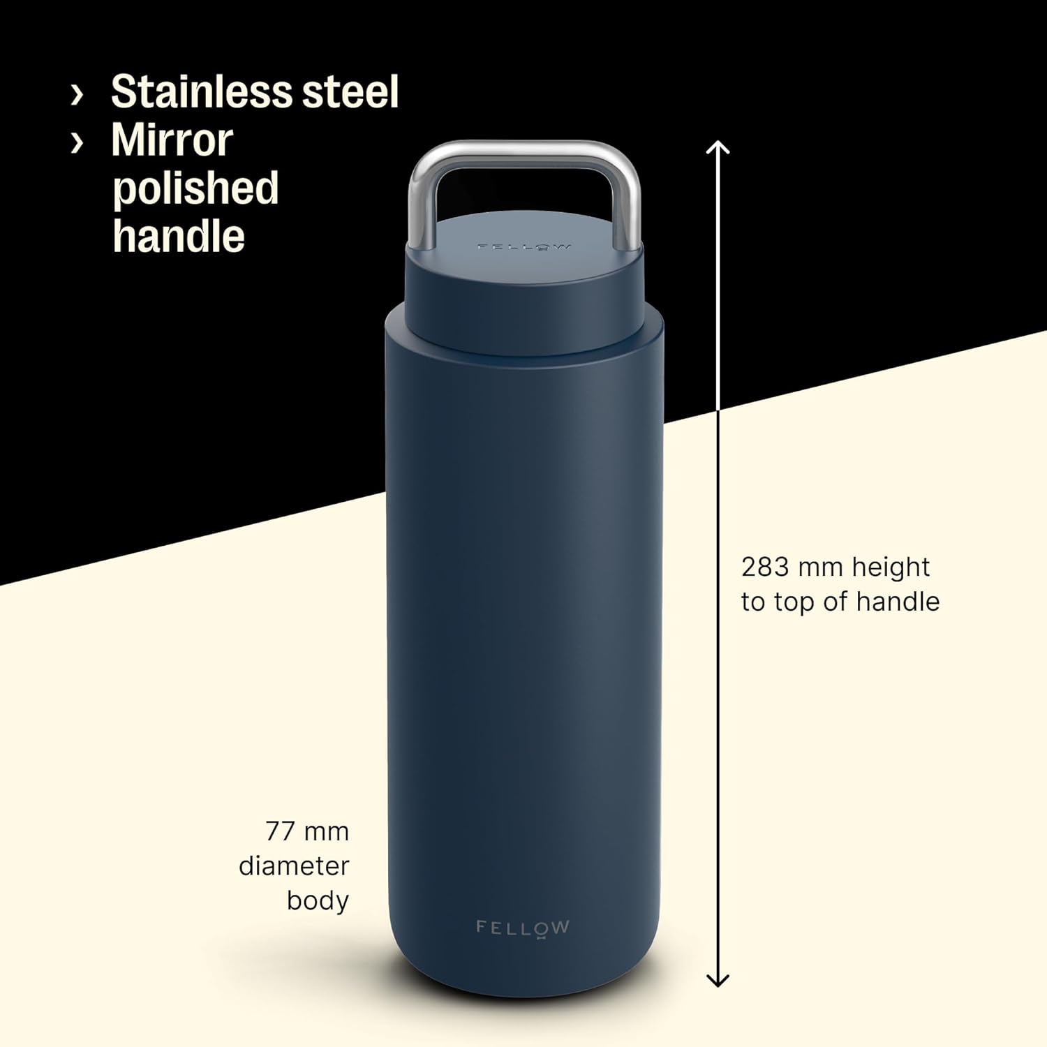 Fellow 32 oz Carter Carry Water Bottle - All-Day Hydration, Leak-Proof Lid, Vacuum Insulated Stainless Steel Tumbler,Keeps Heat for 12 Hours/Stays Cold for 24 Hours Dishwasher Safe - Stone Blue - Image 4