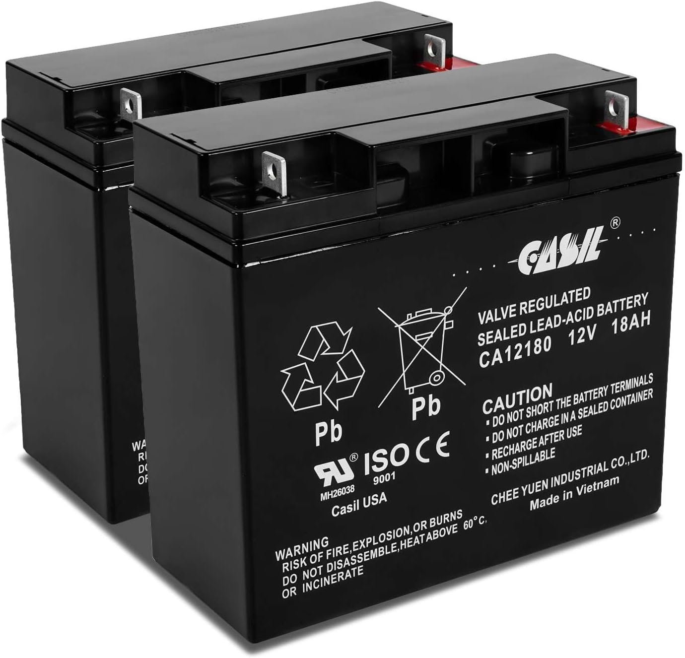 Casil 12V 18Ah Replacement Battery Compatible with Power Patrol SLA1116 Pride Mobility Revo Scooter Go-Go Elite SPSC60 Revo Sport PS-12180 BP17-12 LCRD1217P ES17-1 Pukka Pocket Mini Bike 2 Pack