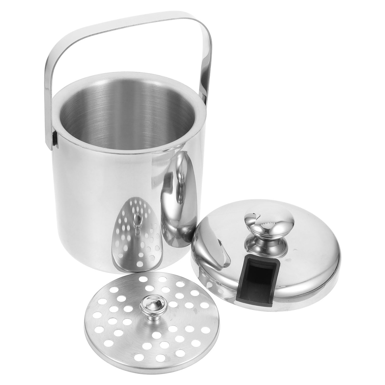 Seau à Glaçons Double Paroi en Acier Inoxydable Isotherme Construction Solide avec Couvercle et Passoire, Grosse Capacité pour Fêtes et Restaurants