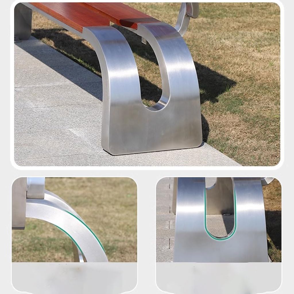 Patio Benches for Outdoors Outdoor Bench Solid Wood Community Square Stainless Steel Park Chair Garden Benches for Outdoors