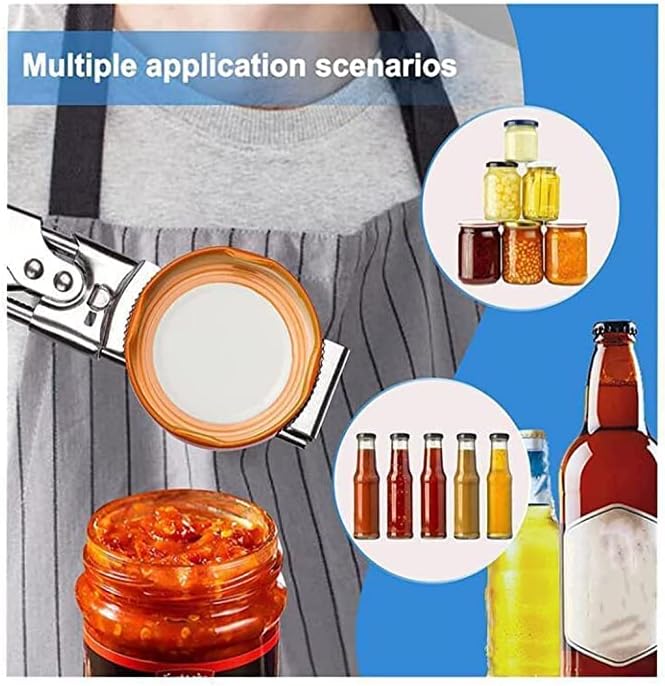 Miniatura 5 de Abridor maestro ajustable para frascos y botellas, ajustable multifuncional de acero inoxidable, agarrador de tapa de frasco, abridor manual de