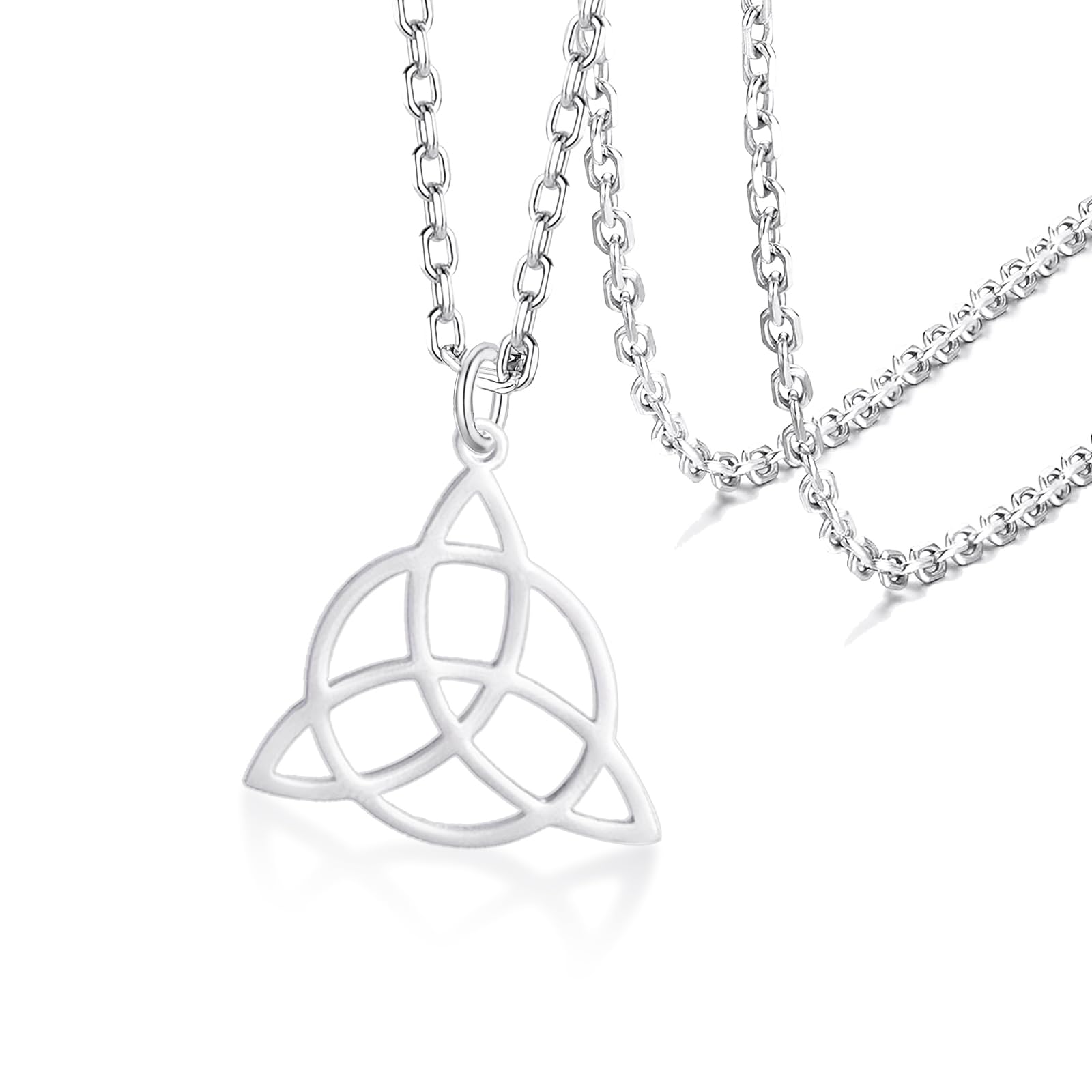 Collier Porte-bonheur En Acier Inoxydable Avec Pendentif Nœud Celtique Irlandais Triquetra Pour Homme, Chaîne De 55,9 Cm, Acier Inoxydable, Métal