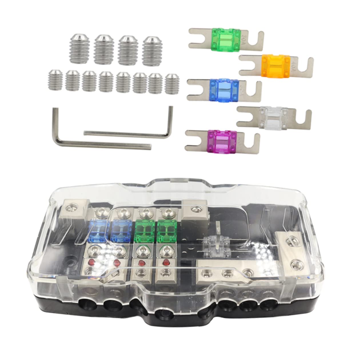 Beatifufu Sturdy Marine Fuse Box 30a/60a Fuse Block Protects Electrical Appliances High-temperature Resistance