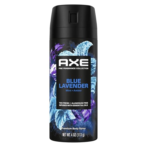 AXE Fine Fragrance Collection Premium Deodorant Body Spray for Men Blue Lavender with 72H Odor...