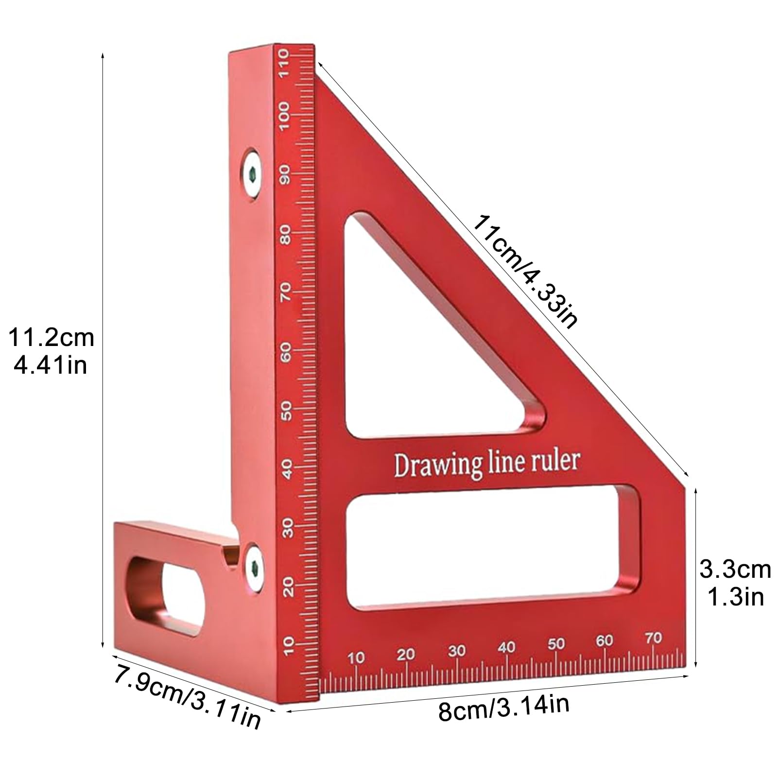 3D Multi-Angle Measuring Ruler, Detachable 45/90 Degree 3D Carpenters Square, Aluminum Alloy Woodworking Square Protractor - Image 3