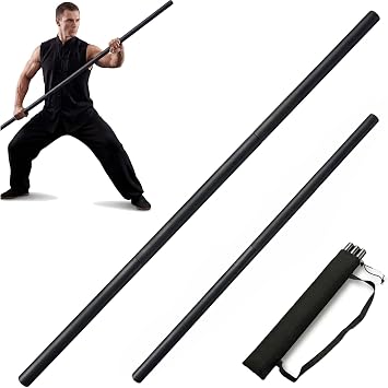 Collapsible Bo Staff 4ft & 6ft Foam-Padded Martial Arts Practice Staff for Safe Training, Adjustable Portable Self-Defense Equipment with Carry Bag