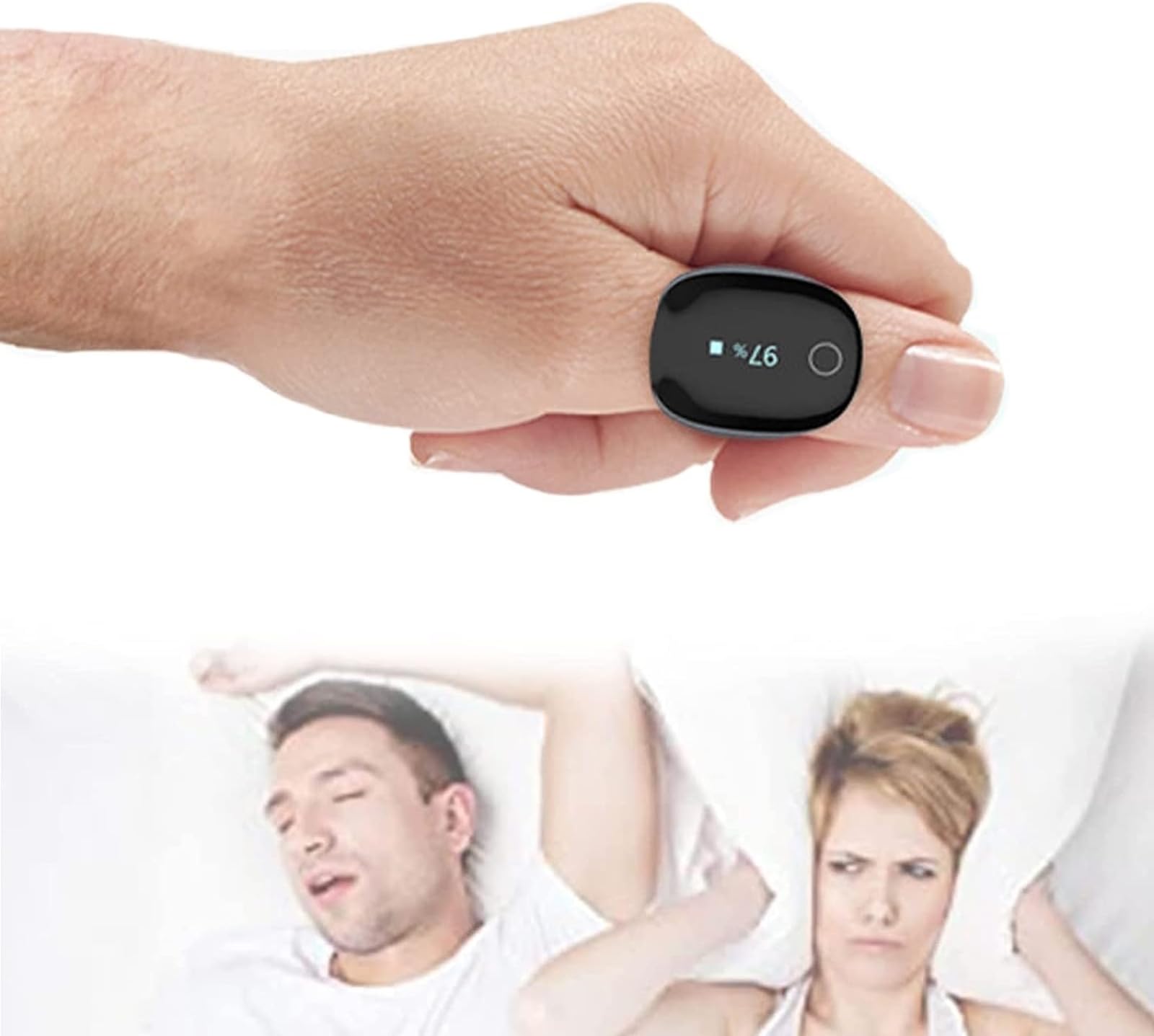 Monitor De Sueño Portátil, Oxímetro De Pulso En La Yema Del Dedo, Monitor De Frecuencia Cardíaca De Saturación Con Aplicación Bluetooth Gratuita, Oxímetro De Sangre De Anillo Ajustable Uso Bienestar
