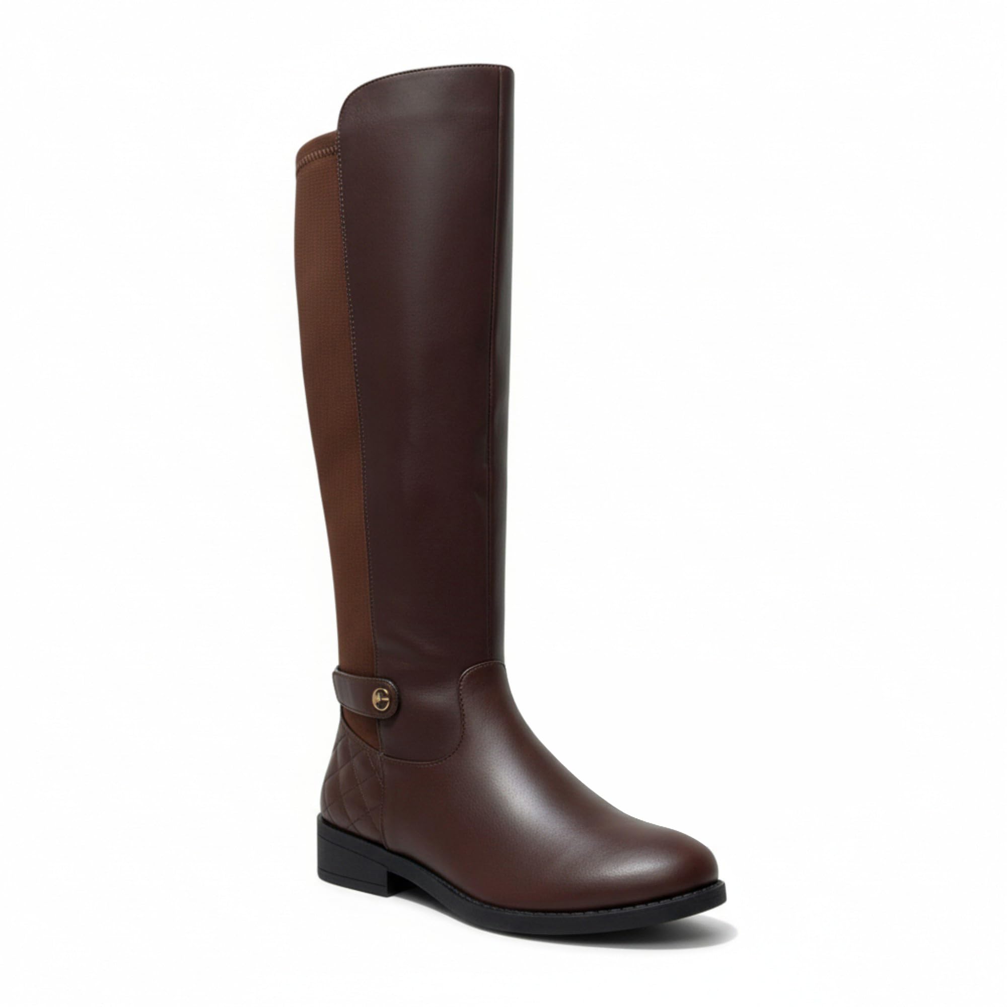 ABSOLEX Women Round Toe Knee High with Elastic Gore Low Heel Riding Boots Fall Winter Tall Boots
