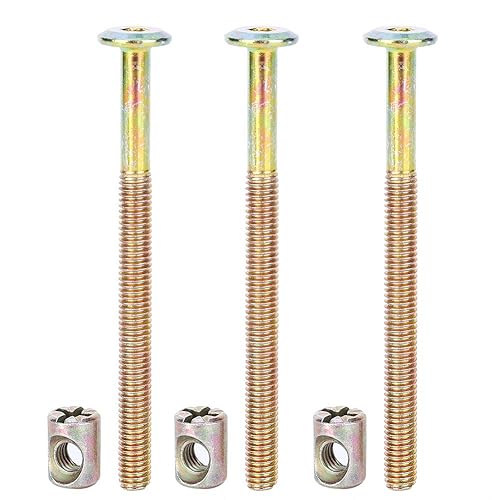 Miniatura 4 de Paquete de 10 tuercas de perno de barril M6 x 3.937 in, juego de clavijas cruzadas para muebles, cunas, camas, sillas, cunas, piezas de conector de