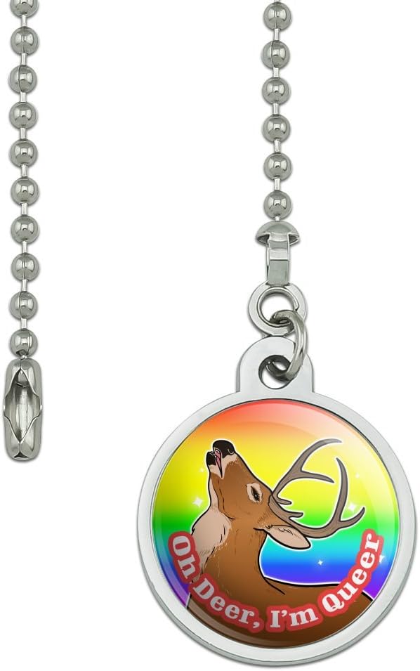 GRAPHICS & MORE Oh Deer I'm Queer Rainbow Pride Gay Lesbian Funny Ceiling Fan and Light Pull Chain