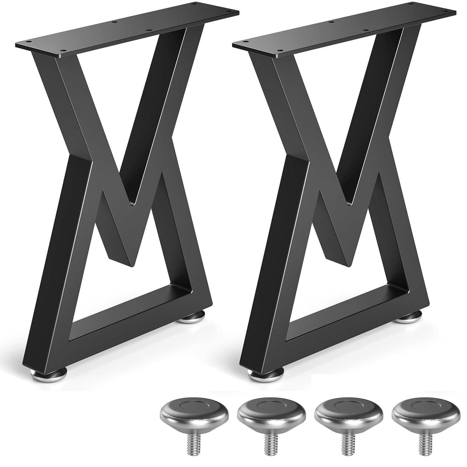 16 '' Gambe Tavolo Ferro, Gambe per Tavolino di V, Gambe Tavolino in Metallo Nero, 40,5x30 CM