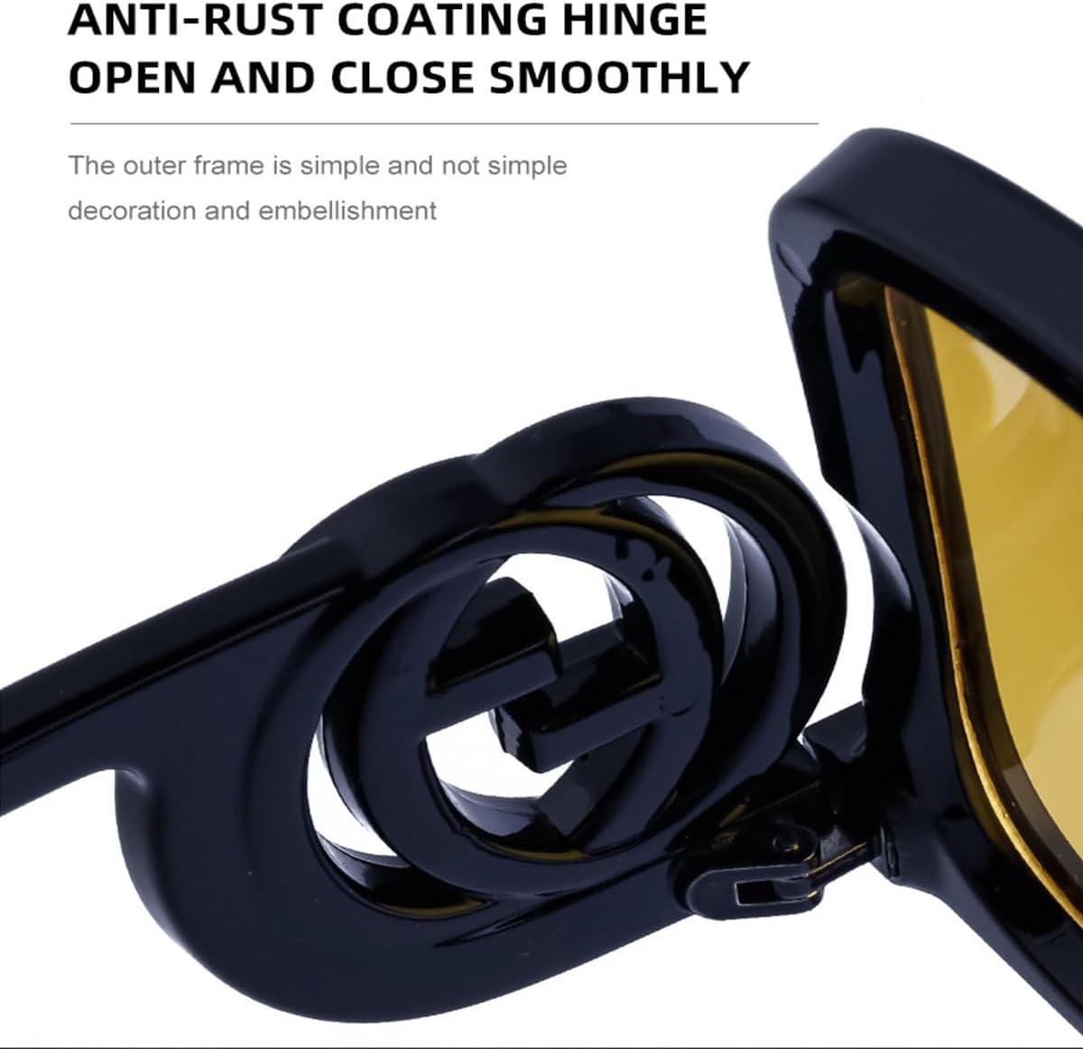 Women's Fashion Personalised Large Frame Sunglasses Cool Logo Square Sunglasses Travel Holiday Accessories - Image 4