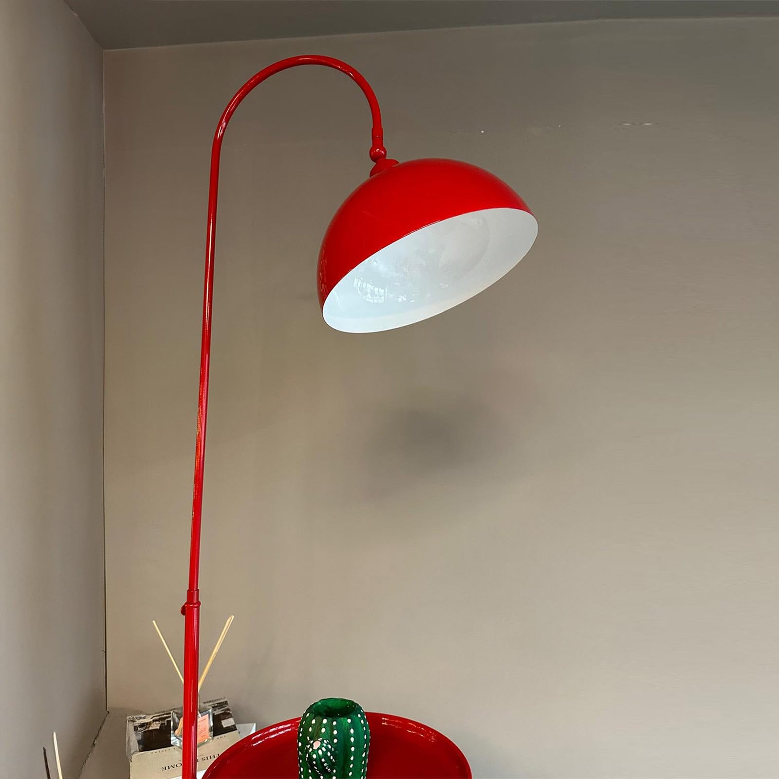 bamyum Gorkiede Lampada da Terra in Metallo, Lampada da Terra per Soggiorno, Camera da Letto, Camera dei Bambini con Attacco E27, Larghezza 30 cm, Paralume Regolabile, Rosso