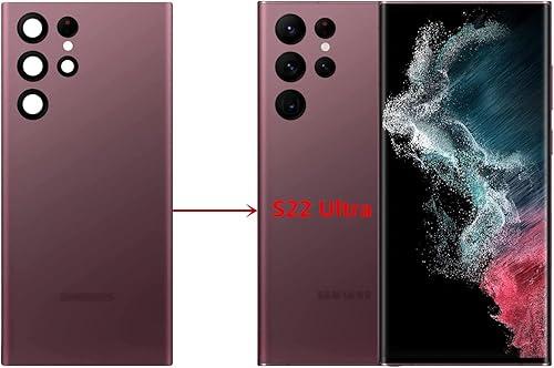 Miniatura 4 de Galaxy S22 Ultra Back Glass Cover Waterproof Housing Door with Camera Glass Lens and Tape Parts Replacement Compatible with Samsung Galaxy S22 Ultra