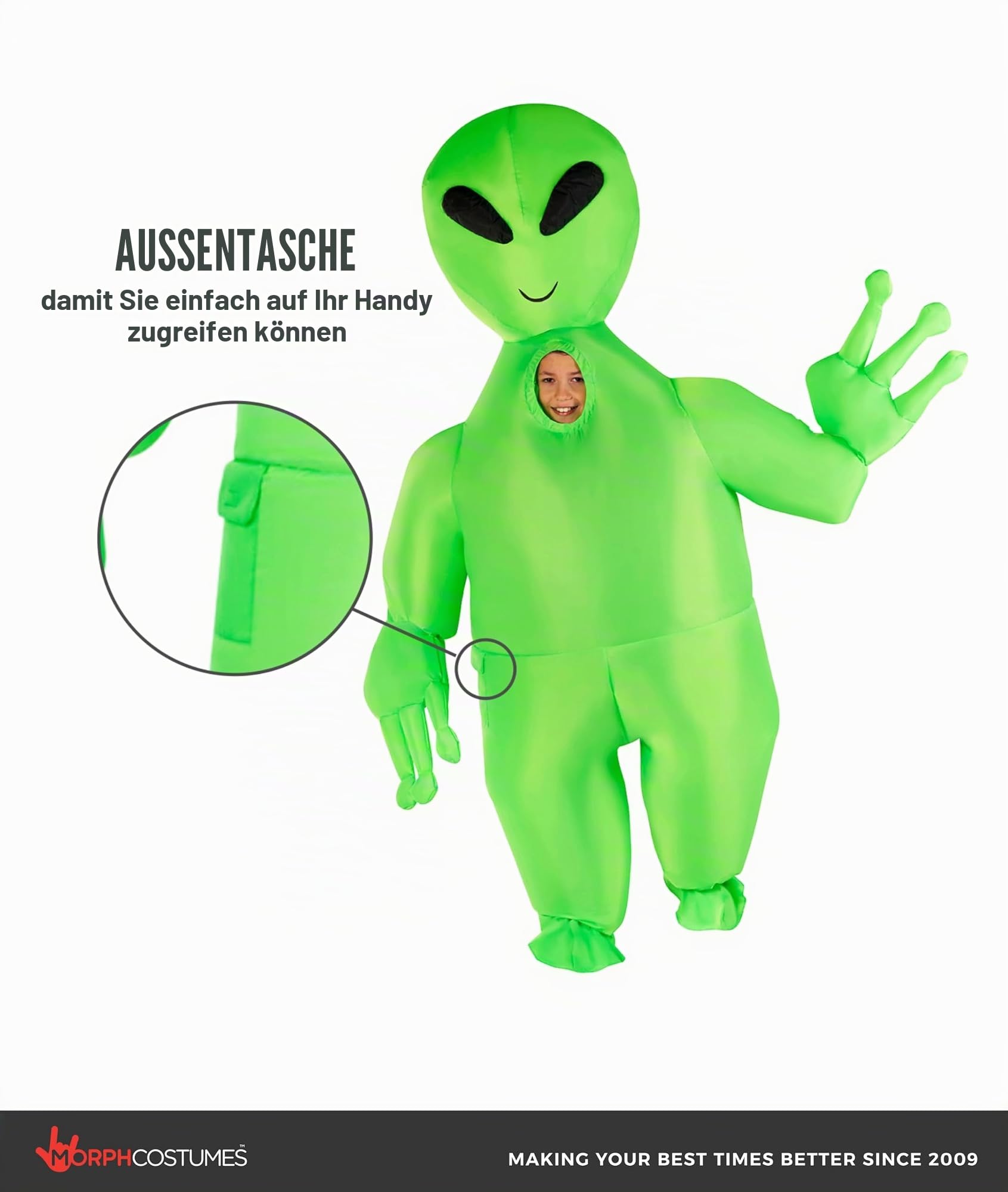 Morph Aufblasbares Alien Kostüm Kinder Grün Jungen Mädchen Alien Kostüm Aufblasbar Faschingskostüme Kinder