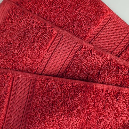 Superior Egyptian Cotton Pile Bath Towel Set of 4, Ultra Soft Luxury Towels, Thick Plush Essentials, Absorbent Heavyweight, Guest Bath, Hotel, Spa, Home Bathroom, Shower Basics, Red by SUPERIOR - Image 6