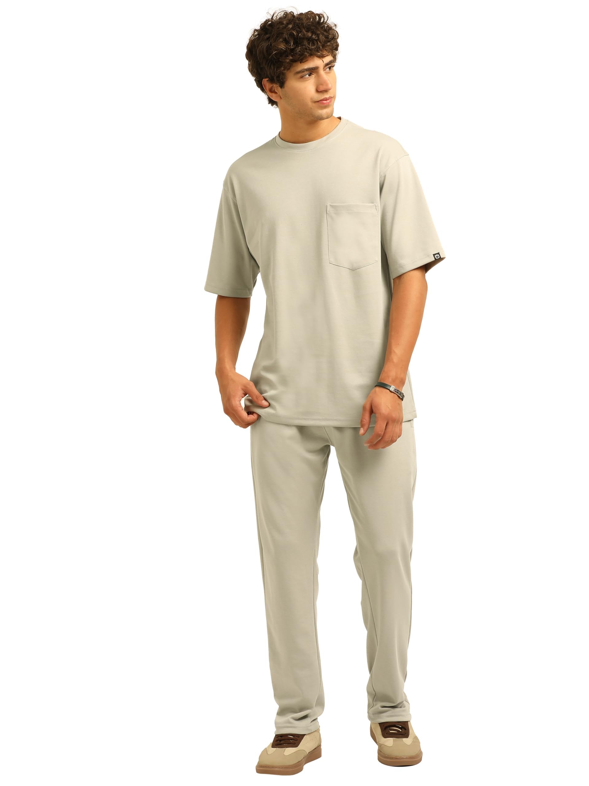 bushirt Men’s Oversized Co-Ord Set | Round Neck Half Sleeve T-Shirt with Trousers | Premium Cotton Blend Relaxed Fit Night Suit for Casual Wear, Loungewear, Travel, Holidays & Daily Comfort-picture-25