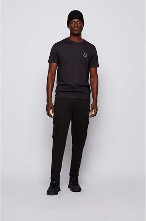 BOSS Mens Tales Relaxed Fit Cotton Jersey Logo Patch T-Shirt