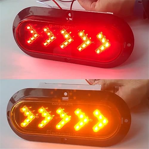Miniatura 3 de 2 luces traseras para remolque, flecha secuencial, parada de freno, luces LED de circulación diurna, 25 LED, 6 pulgadas, ovaladas, luz de señal de
