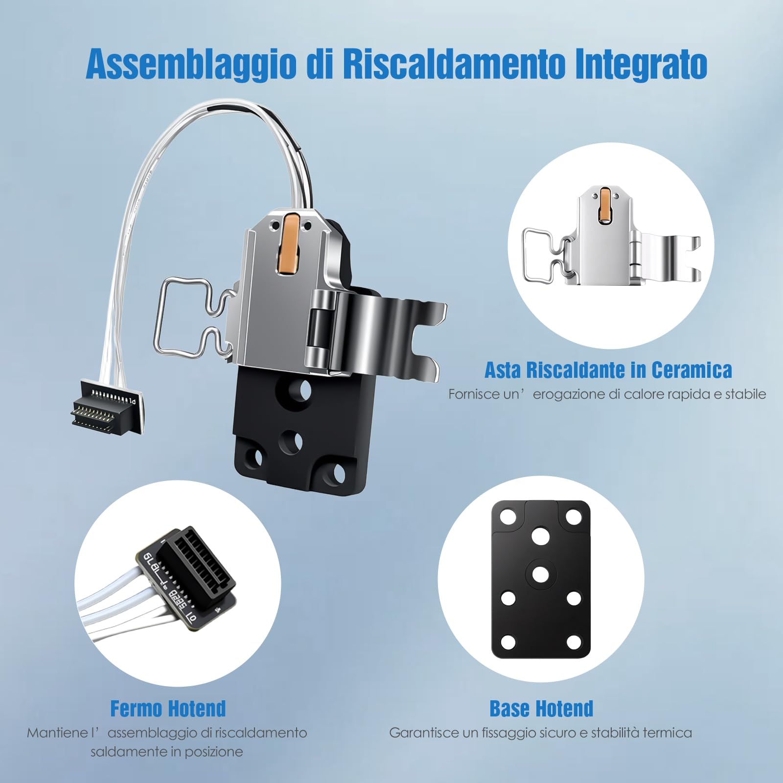 Kit di Assemblaggio Riscaldante per Bambu Lab A1 / A1 Mini – Elemento Riscaldante in Ceramica con Base Hotend Resistente al Calore, Ricambio con Riscaldamento Stabile – Accessori per Stampanti 3D