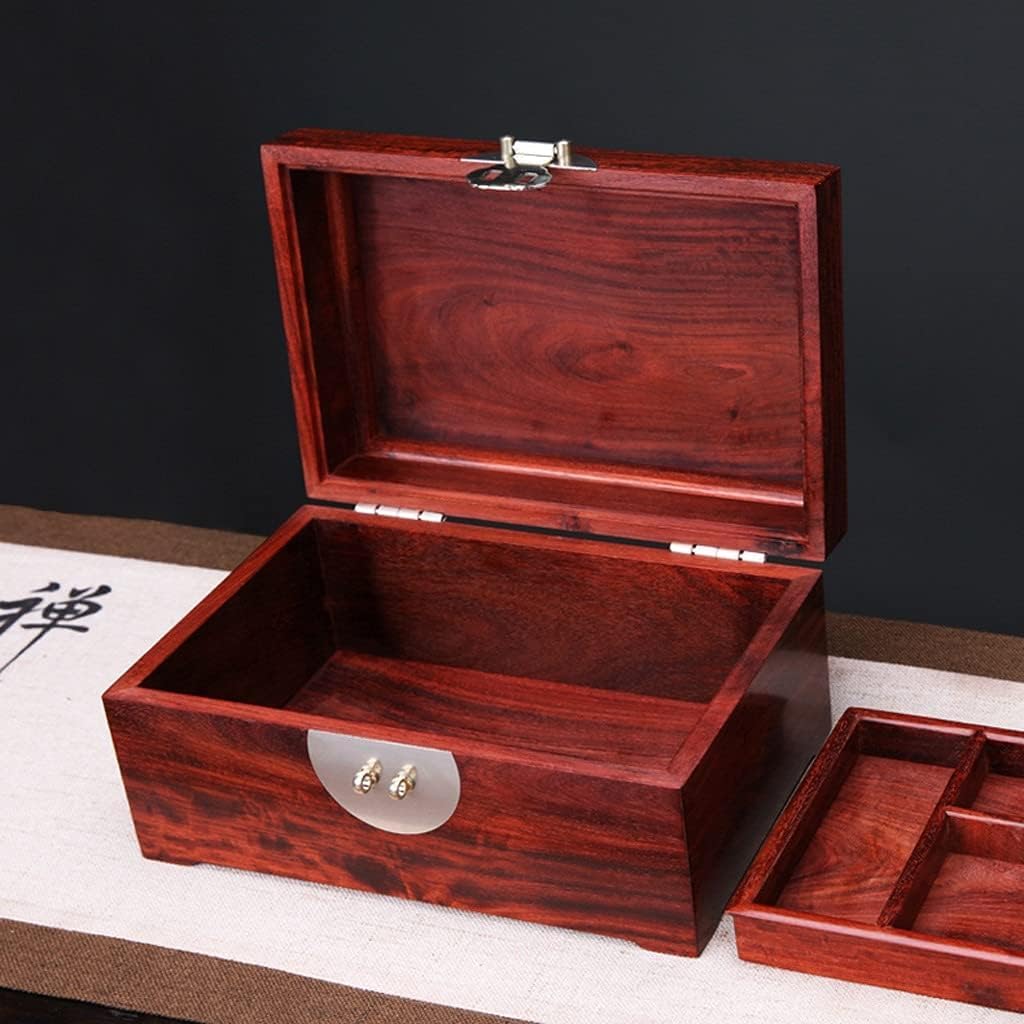 Joyero De Sándalo, Sándalo Sanguíneo, Secuoya, Caja De Almacenamiento De Joyas De Madera Maciza, Joyero con Cerradura De Cinturón De Cobre con Inmersión De Espiga Y Espig