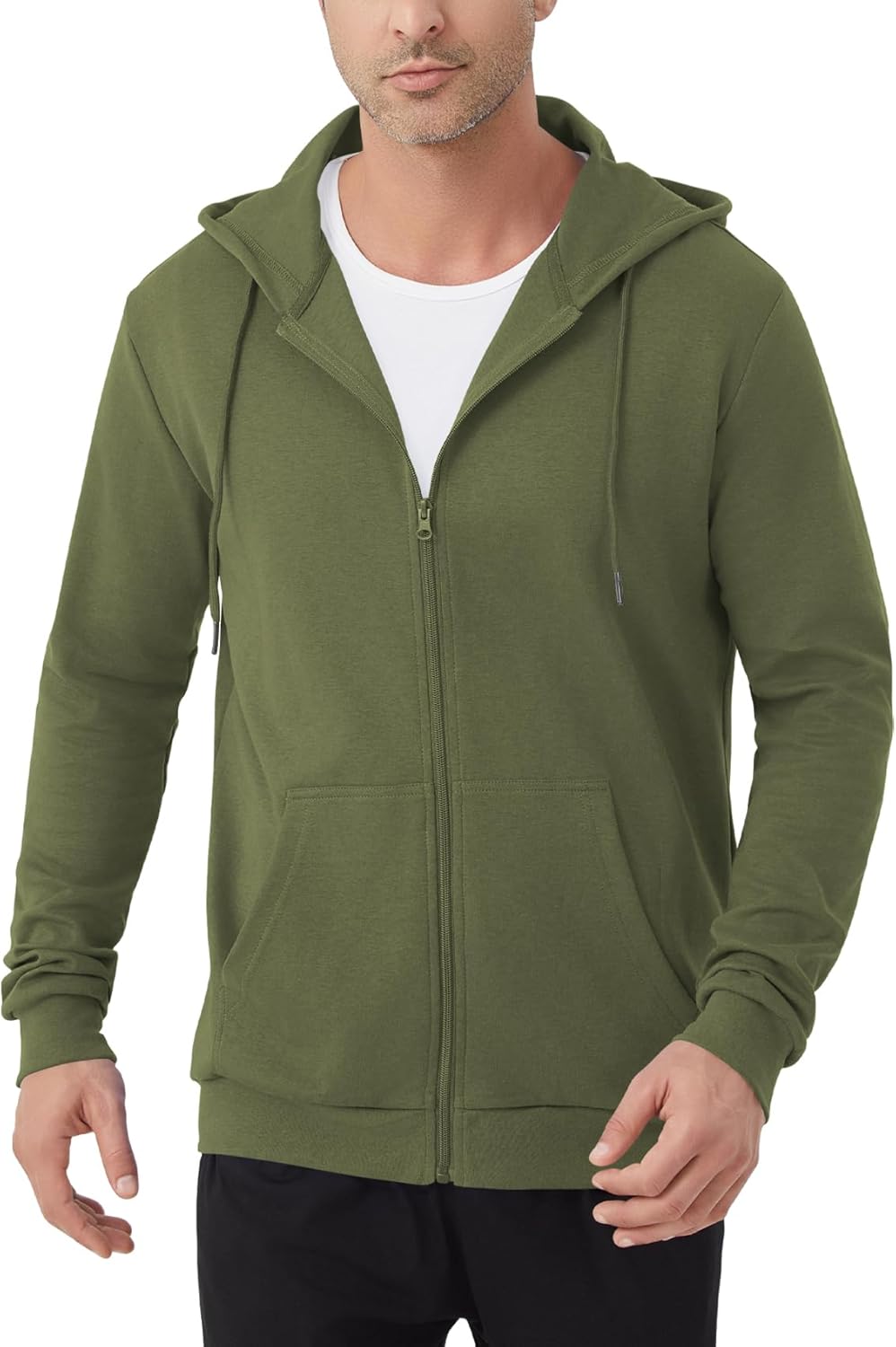 Idtswch Mens Tall Lightweight Hoodies Zip Up Sweatshirt Slim Fit Jacket