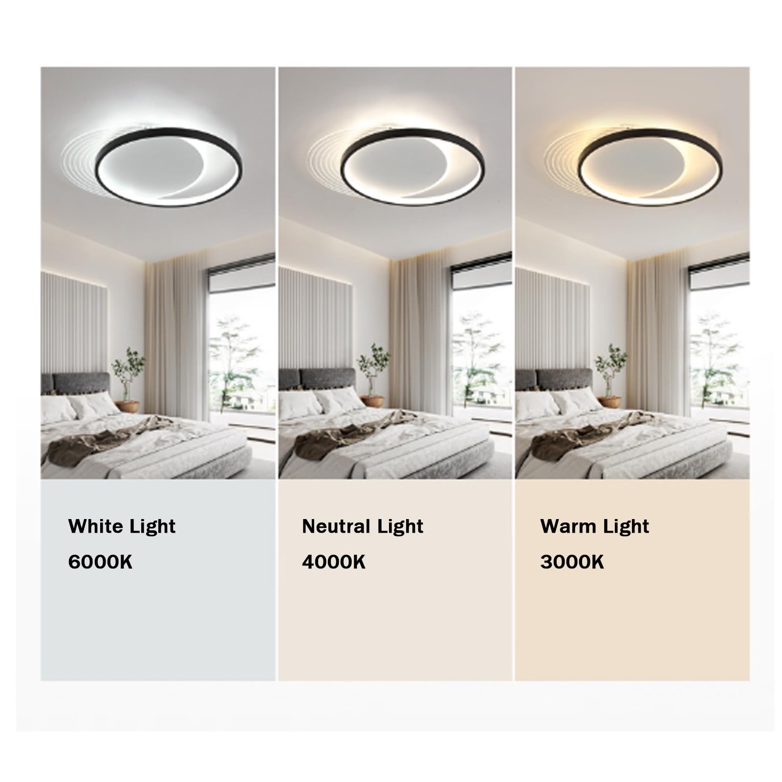 Okrągła lampa sufitowa LED 2700K-6500K z pilotem zdalnego sterowania, nowoczesny minimalistyczny styl, z żelaza, akrylu, idealna do przedpokoju, łazienki lub kuchni.