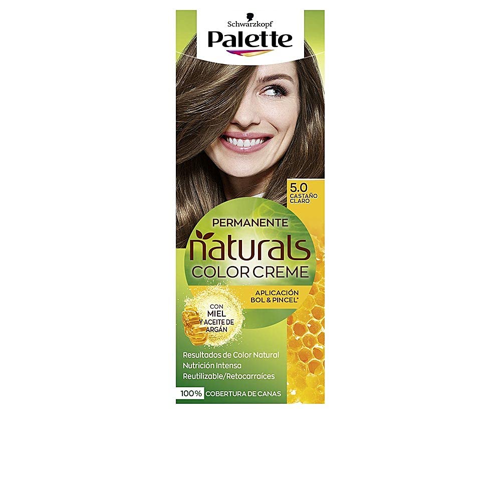 Schwarzkopf Palette Naturals Color Creme - Tono 5 cabello Castaño Claro - Coloración Permanente – Óptima cobertura de canas – Colores naturales