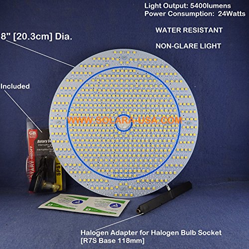 Water-Resistant 8" Diameter Extremely Bright Led Panel For Converting Halogen Torchiere Floor Lamp -- 5400Lumens 24Watts 120Vac -- Non-Dimmable. P/N: Sptl180Lr+Sptl420Lmc-Tl (Cool White [6000K]) #TOP1
