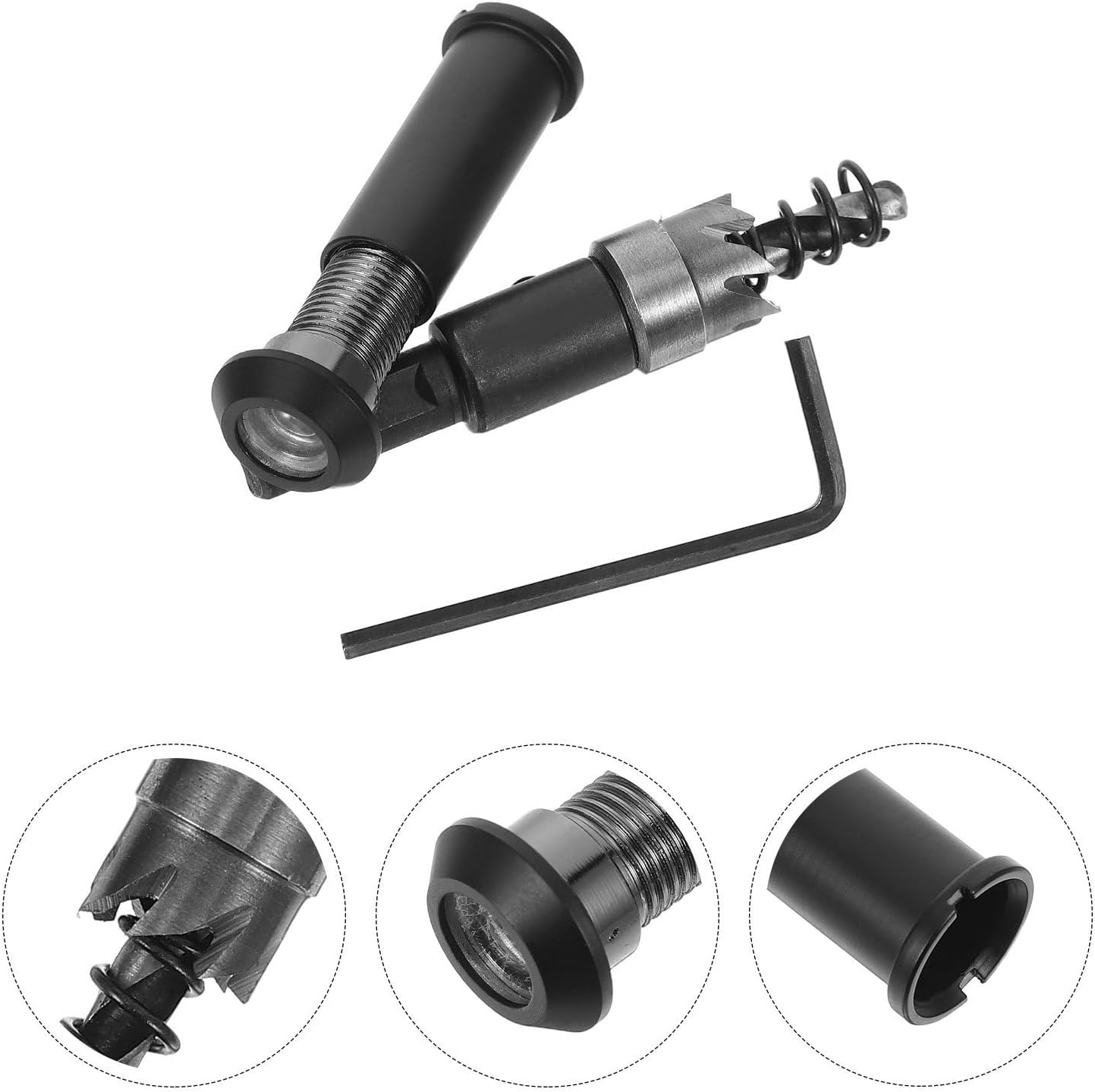 Indoor Door Peep Hole with Privacy Cover and 12mm Drill Bit Metal Door Viewer High Definition Visuals and Versatile Fit for Home Safety