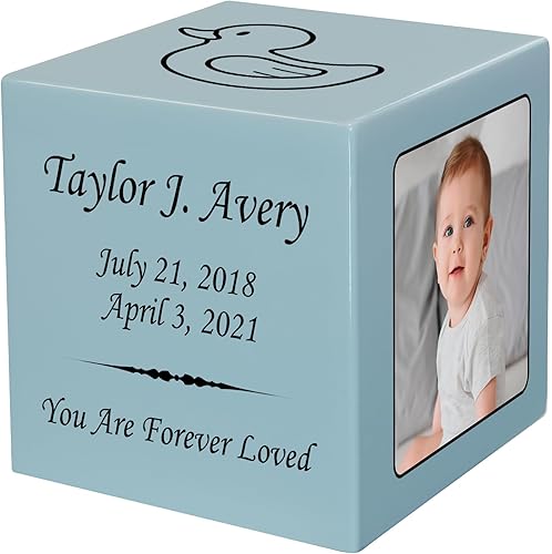 Miniatura 3 de Stonewood - Urna de cremación fotográfica personalizada para cenizas infantiles, urna de cremación de madera compuesta para cenizas de niños,