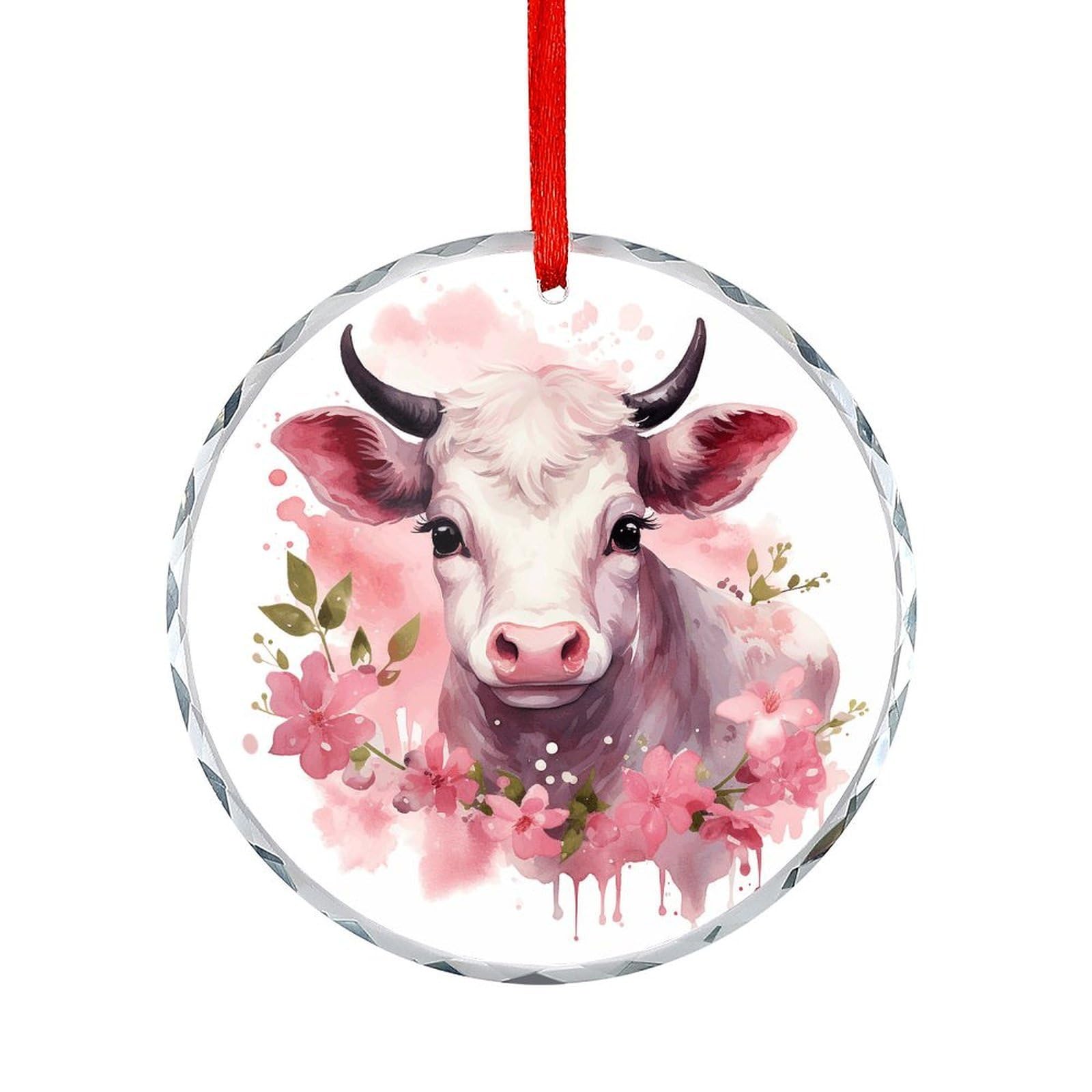 Btcowzrv Style A Little Cow Round Ornament Hanging Pendant Decor