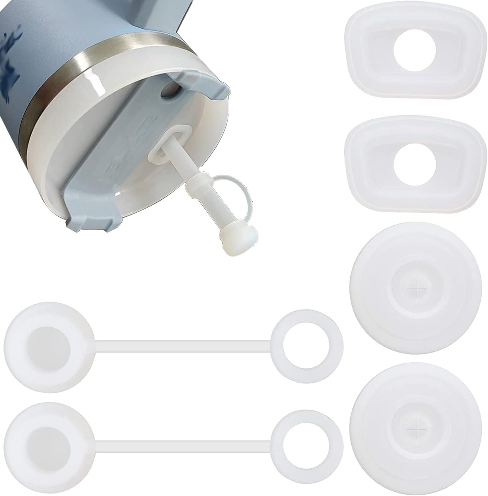 Kleeblatt 6pcs Silicone Spill Proof Stopper, Compatible with Stanley Cup 2.0 30&40oz, Accessories Contains Clear Straw Cover Cap, Lid Spill Plug and Fix Leak Stopper