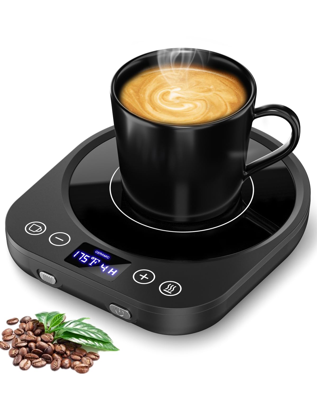 Mug Warmer Coffee Cup Warmer for Desk, New Upgrade Gravity-Induction Beverage Warme with 9 Temperature Settings and 1-9H Timer Smart Candle Cup Warmer for Home & Office(Black)