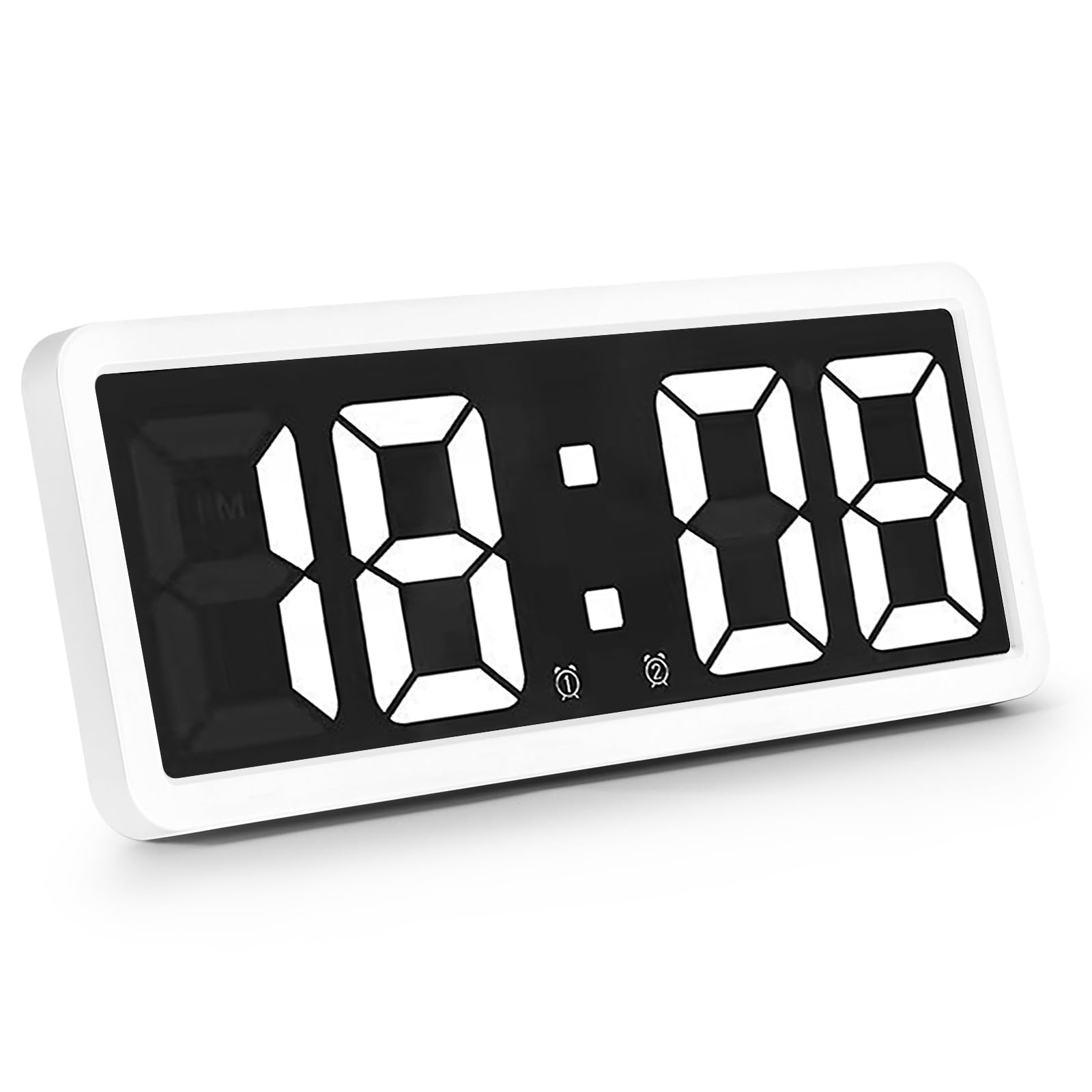 Reloj de pared digital con brillo ajustable con temperatura, fecha, crono, 12/24 horas, reloj despertador digital para salón oficina, dormitorio, escuela