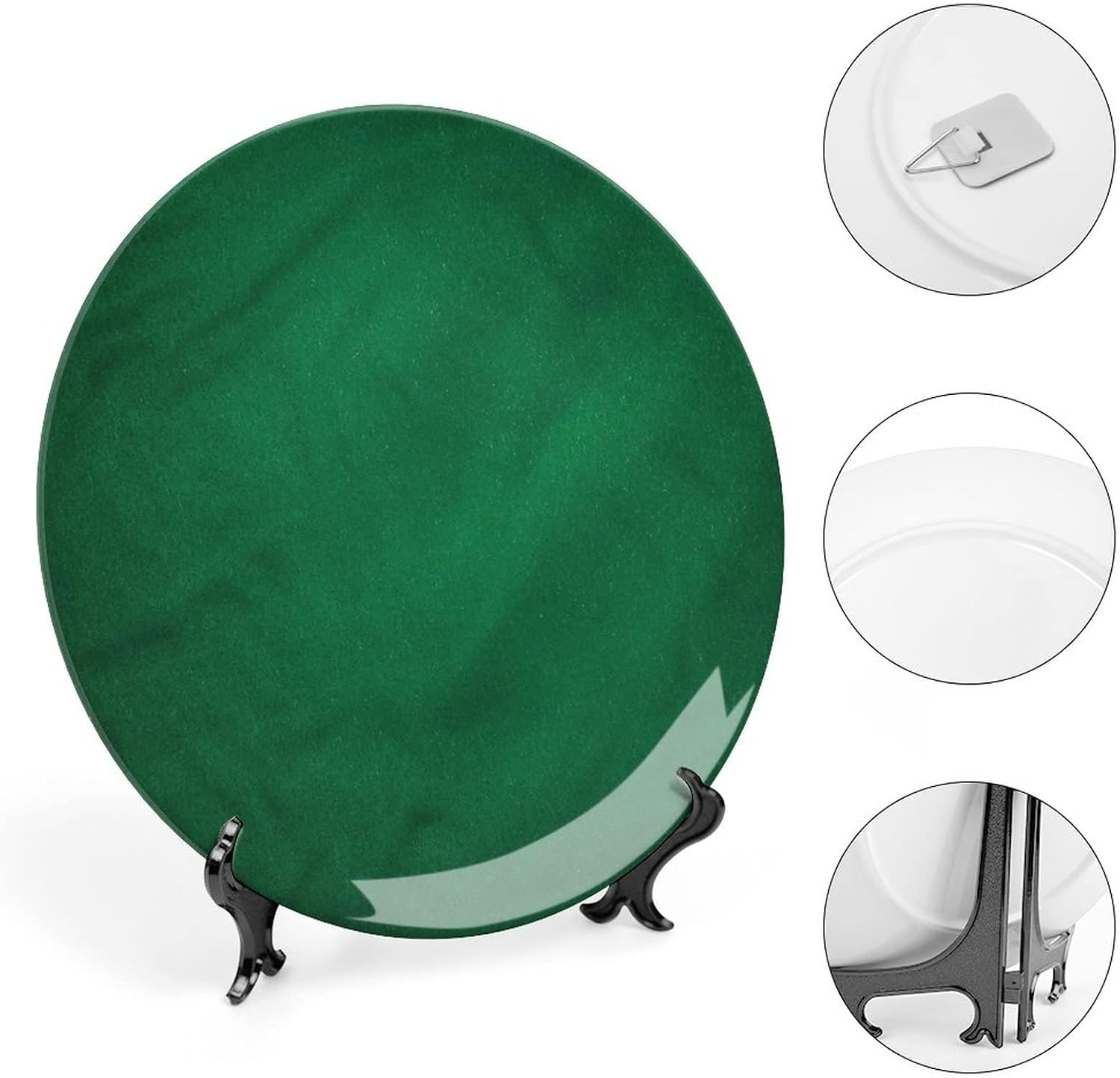 XISUNYA 6 Inch Decorative Plate, Hunter Green Ceramic Craft, Abstract Plain Design Print Ceramic Wall Hanging for Fine Dining for Upscale Events, Dinner Parties, Weddings, Catering