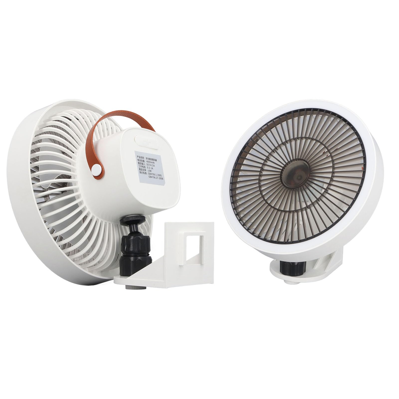 Tnfeeon Tragbarer, an der Wand Montierter, Oszillierender Ventilator, Kleiner Wandventilator mit Fernbedienung, Nachtlicht, 3 Geschwindigkeiten, Leiser Tischventilator für Wohnzimmer,