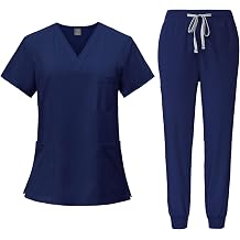 Maizoon Scrub Set for Women and Men Medical Uniform Set V Neck Short Sleeve Top with Pockets Polyester Quick Dry