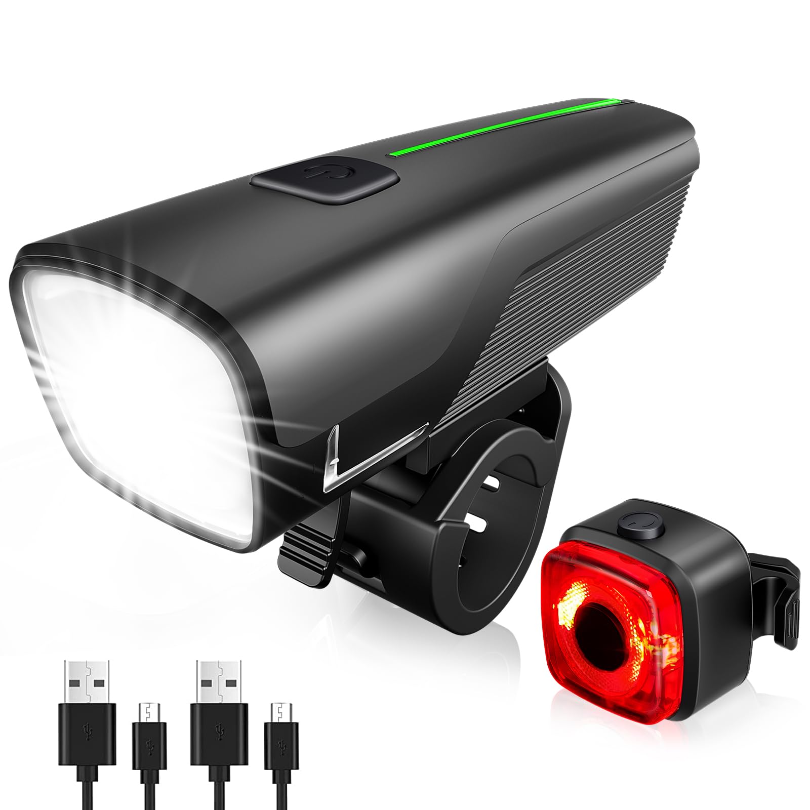 Fahrrad-LED-Set StVZO-zugelassen – 2600 MAh Akku, USB-C, IPX5 Wasserdicht, Mit Batterieanzeige, Für Vorne & Hinten