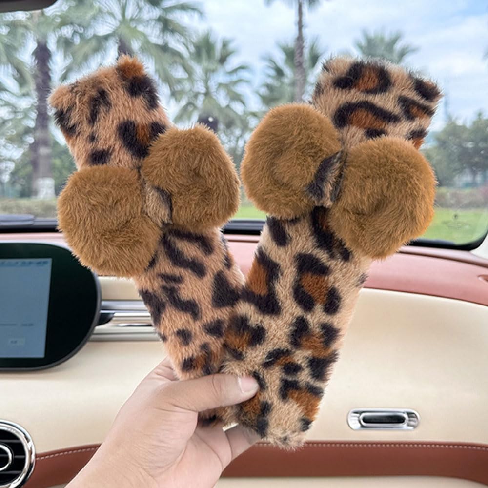 2 Pack Seat Belt Cover Pad Cute Plush Leopard Print Seatbelt Covers Seatbelt Shoulder for More Comfortable Driving — view 4