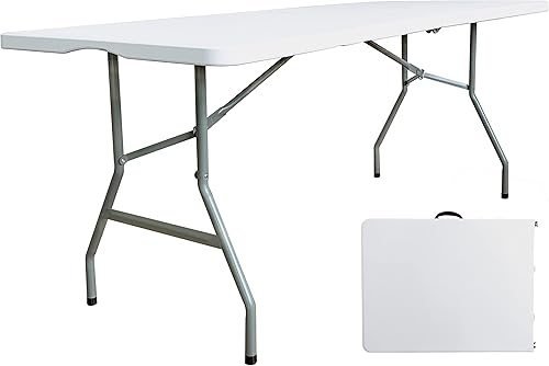 Mesa plegable de 6 pies x 30 pulgadas, mesas de plástico para uso en interiores y exteriores, para picnic, fiesta, comedor, mesa de uso pesado