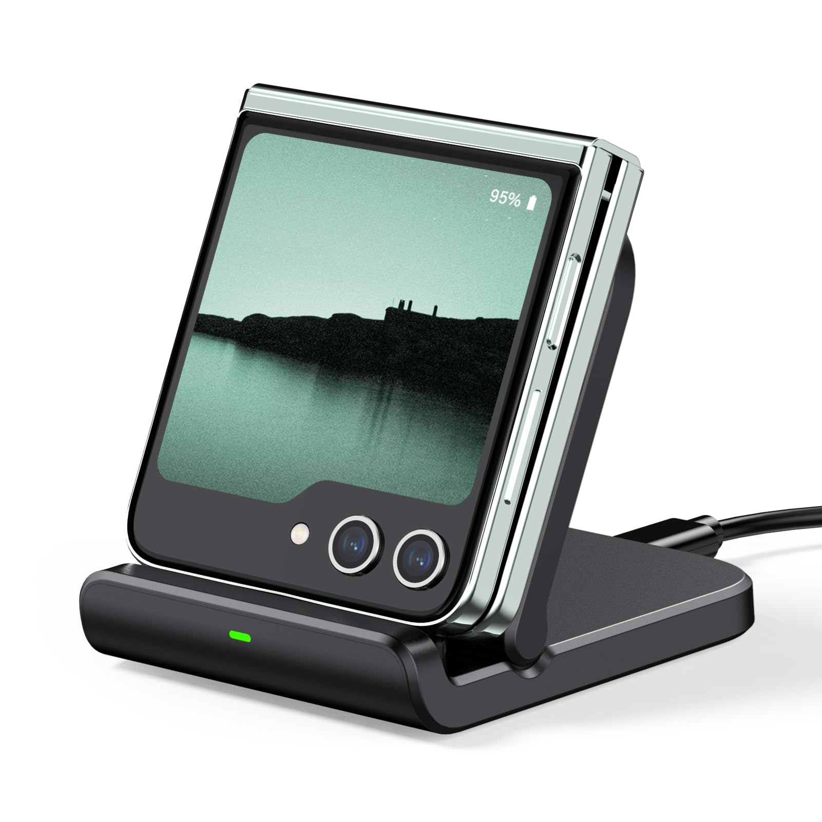 Caricatore Wireless per Samsung Galaxy Z Flip 7, Ricarica Wireless per Galaxy Z Flip 7 FE/6/5/4/3, Moto Razr 60/50/40/Ultra, SwanScout 501S (Pieghevole) (Nero)
